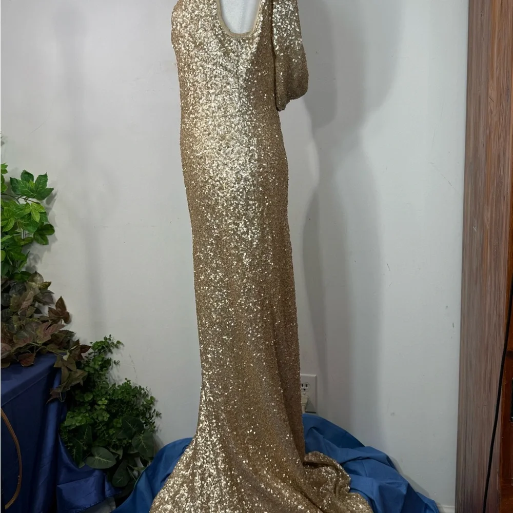 Gold Sequin Evening Gown - Picture 5 of 14